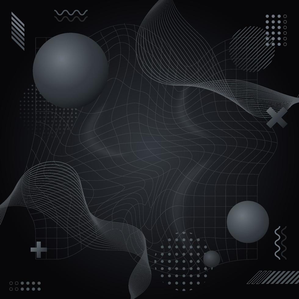 Farbverlauf schwarzer abstrakter Hintergrund mit geometrischer 3D-Form vektor