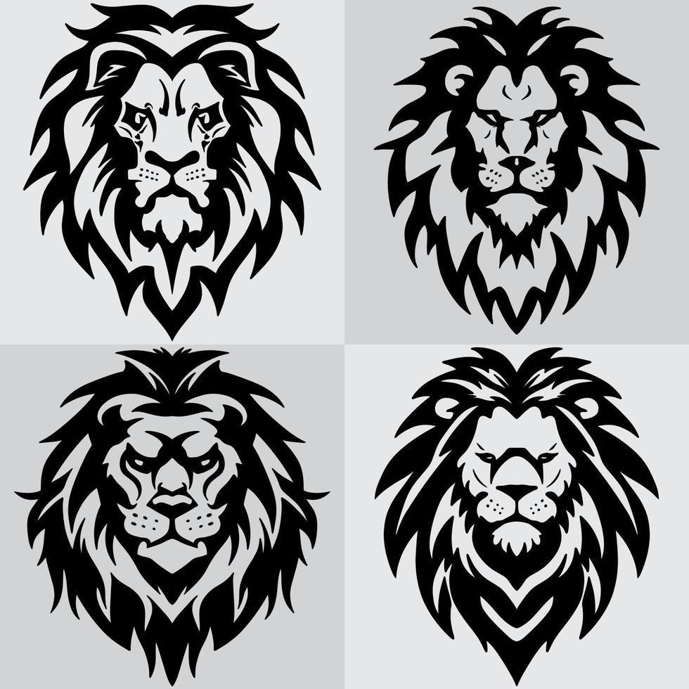 uppsättning bunt enkel linje konst logotyp lejon premie vektor