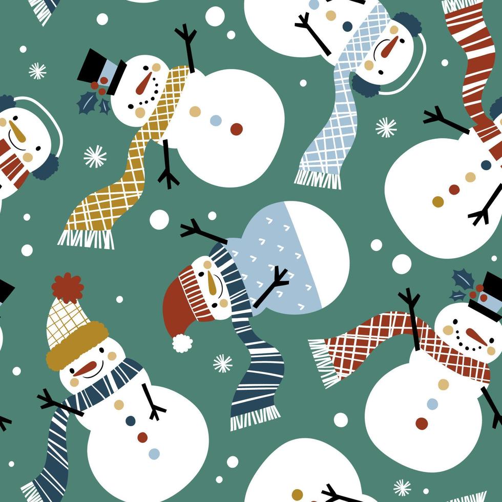söt snowmen sömlös mönster. perfekt för textil, tapet eller skriva ut design. vektor