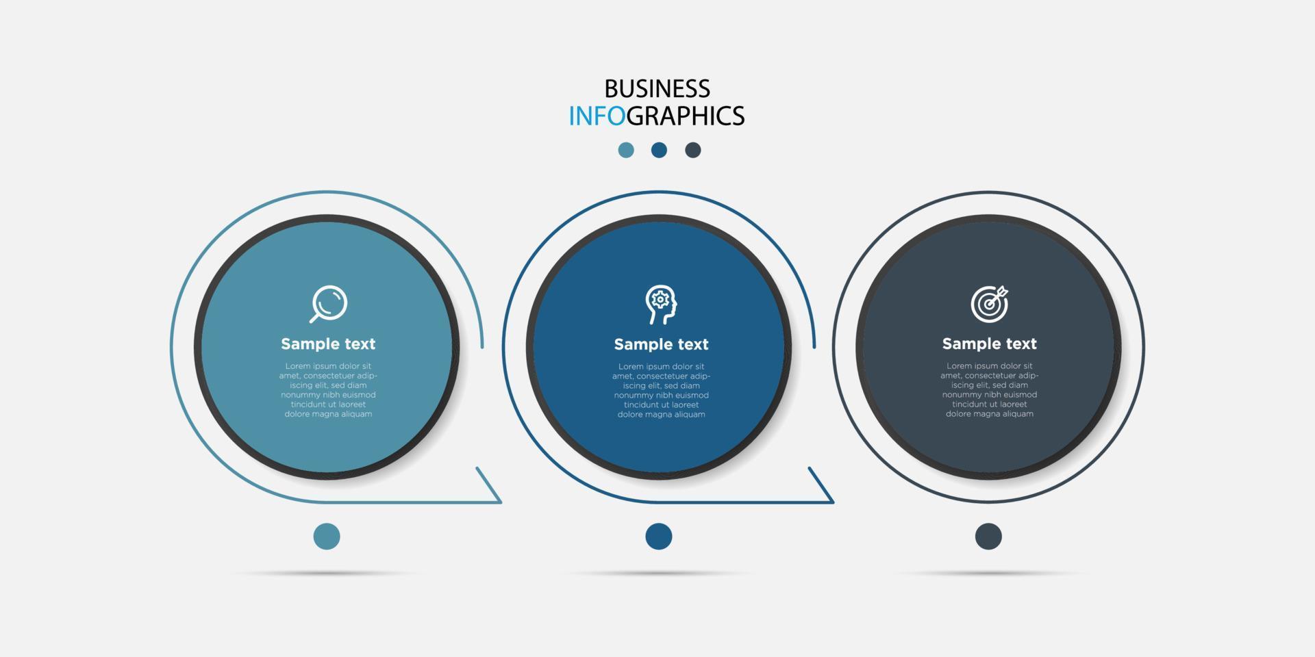 Business-Infografiken-Timeline-Designvorlage mit 3-Schritt- und Optionsinformationen. Premium-Vektor mit bearbeitbarem Zeichen oder Symbol. eps10-Vektor vektor