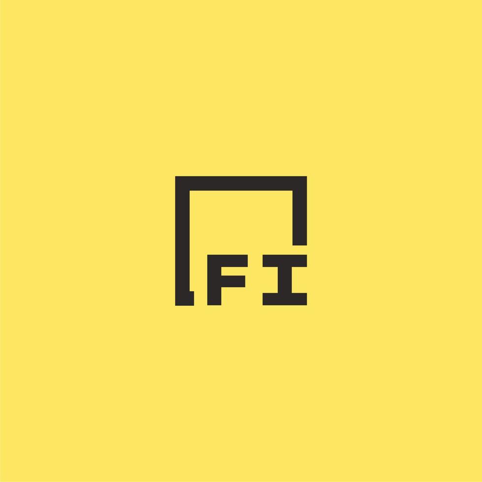 fi första monogram logotyp med fyrkant stil design vektor