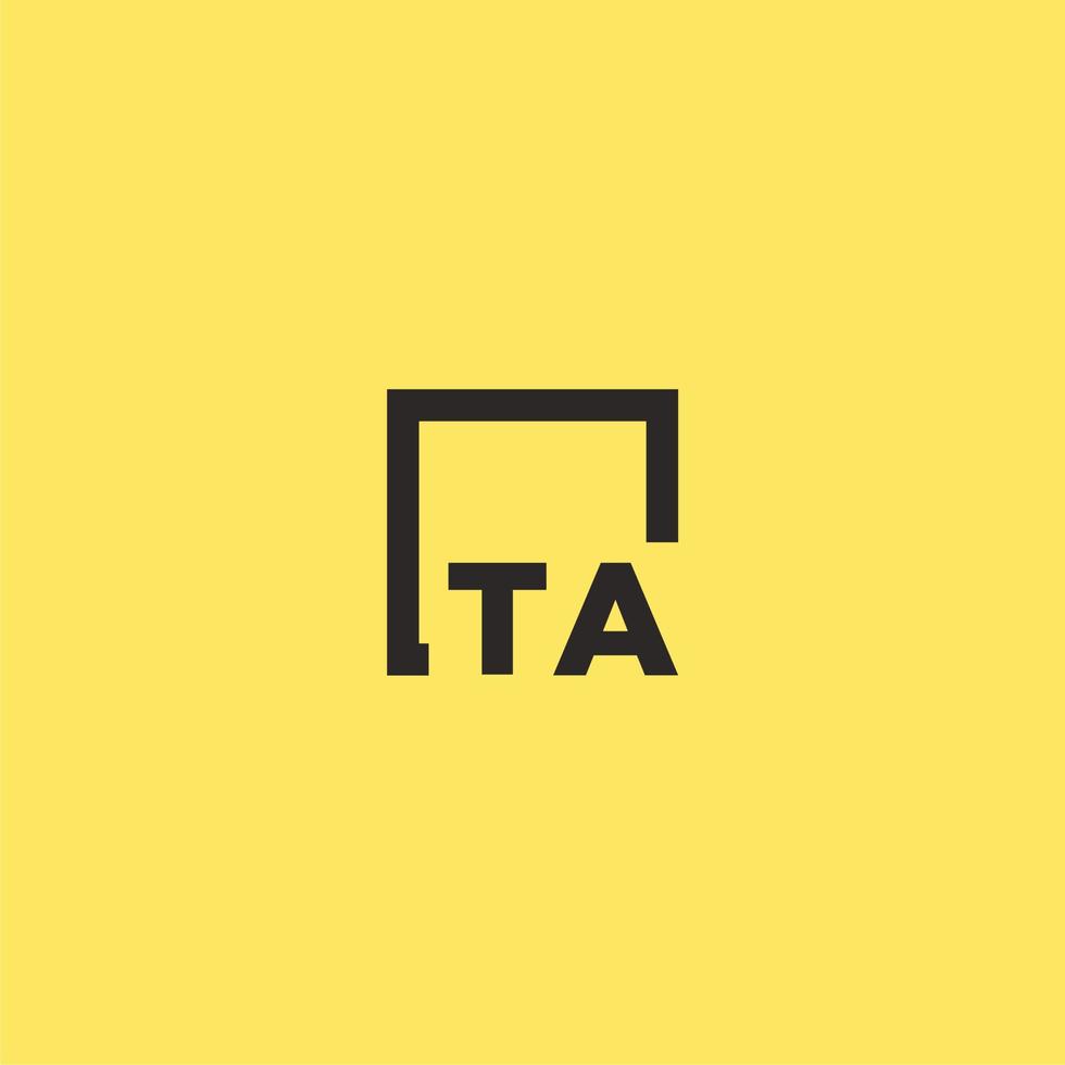 ta Anfangsmonogramm-Logo mit quadratischem Design vektor