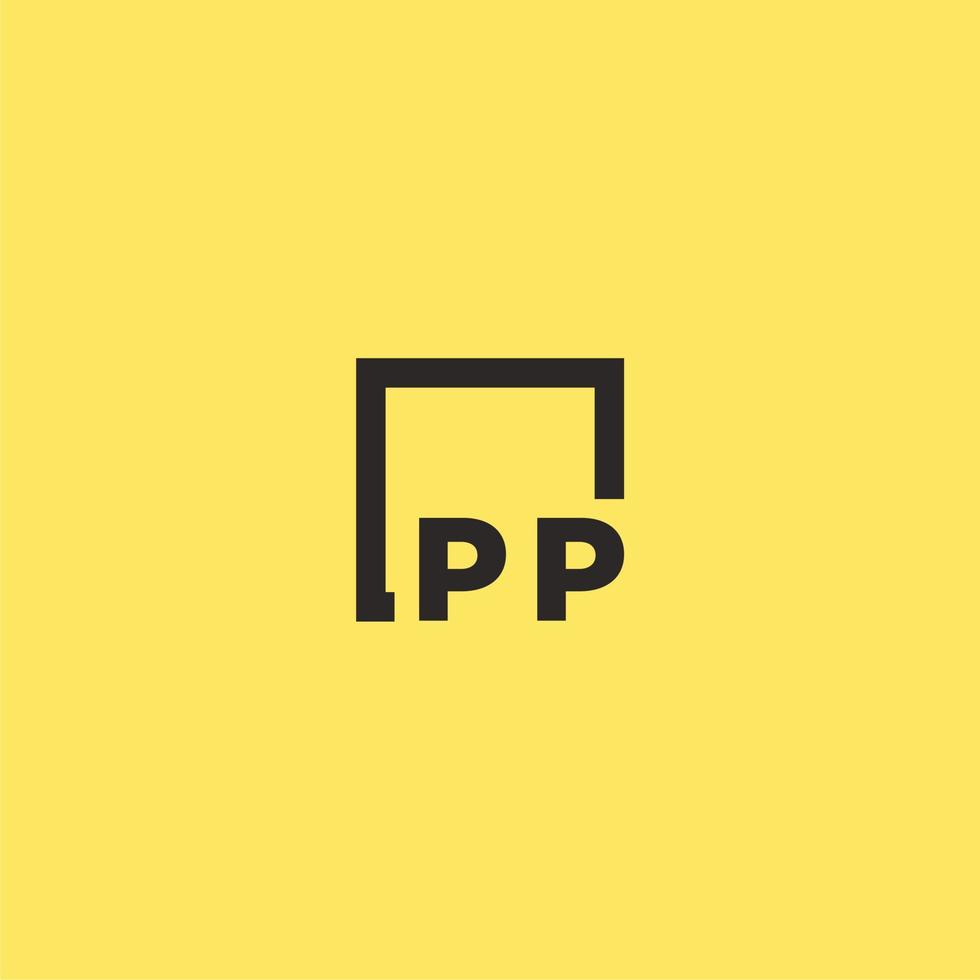 pp Anfangsmonogramm-Logo mit quadratischem Design vektor