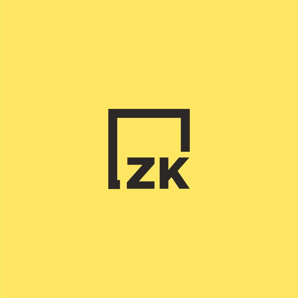 zk Anfangsmonogramm-Logo mit quadratischem Design vektor