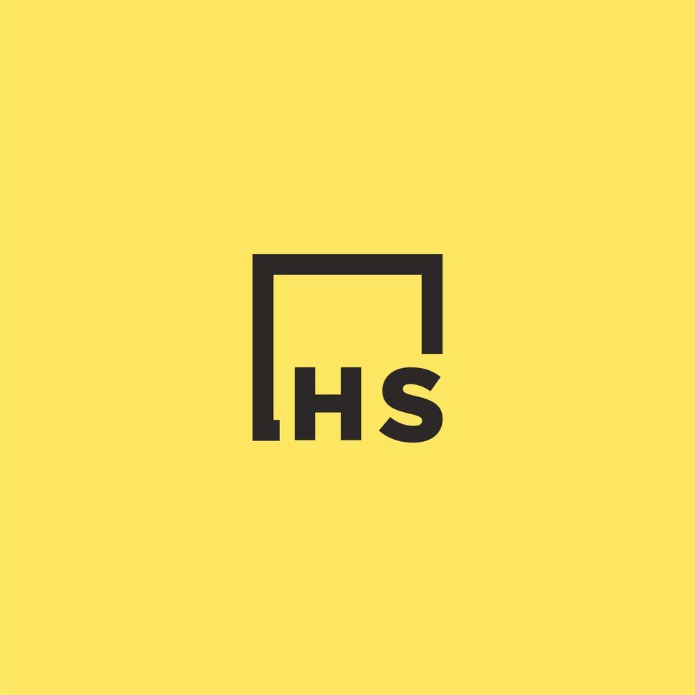 hs första monogram logotyp med fyrkant stil design vektor