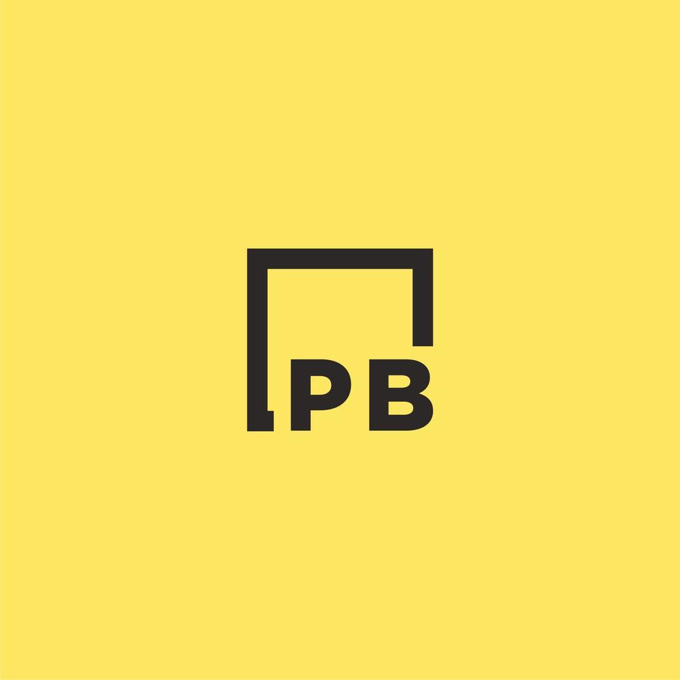 pb Anfangsmonogramm-Logo mit quadratischem Design vektor
