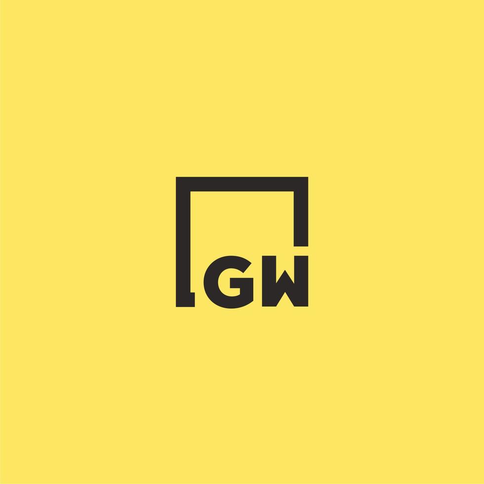 gw Anfangsmonogramm-Logo mit quadratischem Design vektor