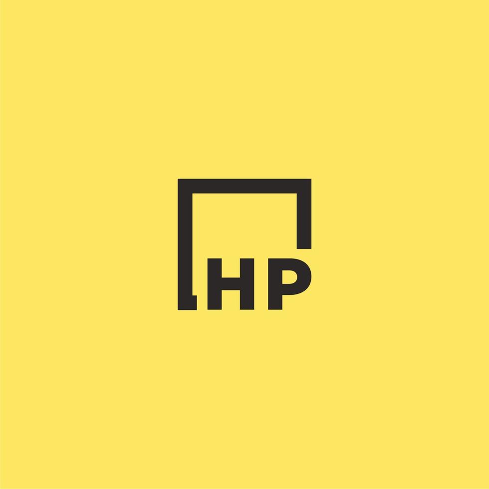 hp första monogram logotyp med fyrkant stil design vektor