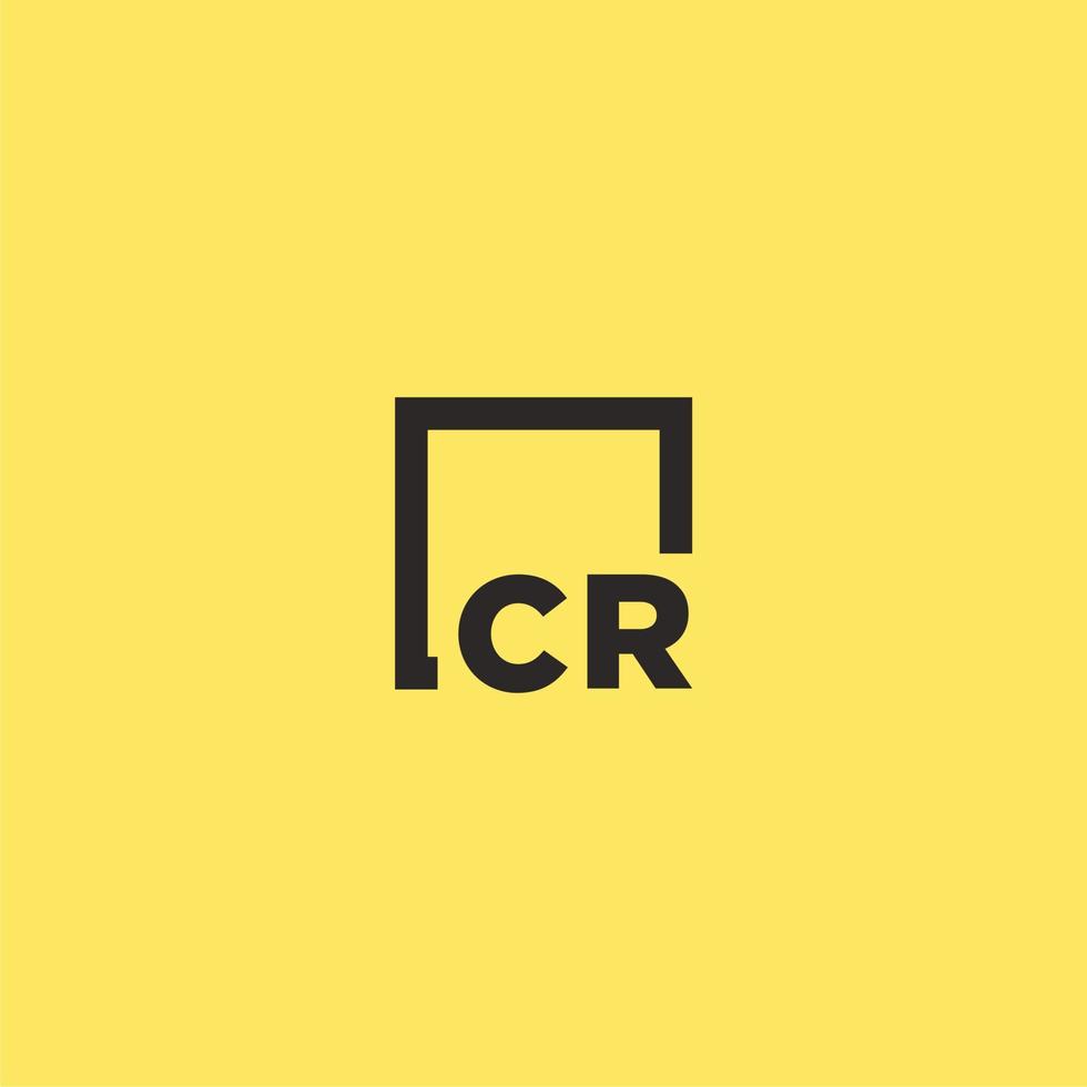 cr-anfangsmonogrammlogo mit quadratischem stildesign vektor