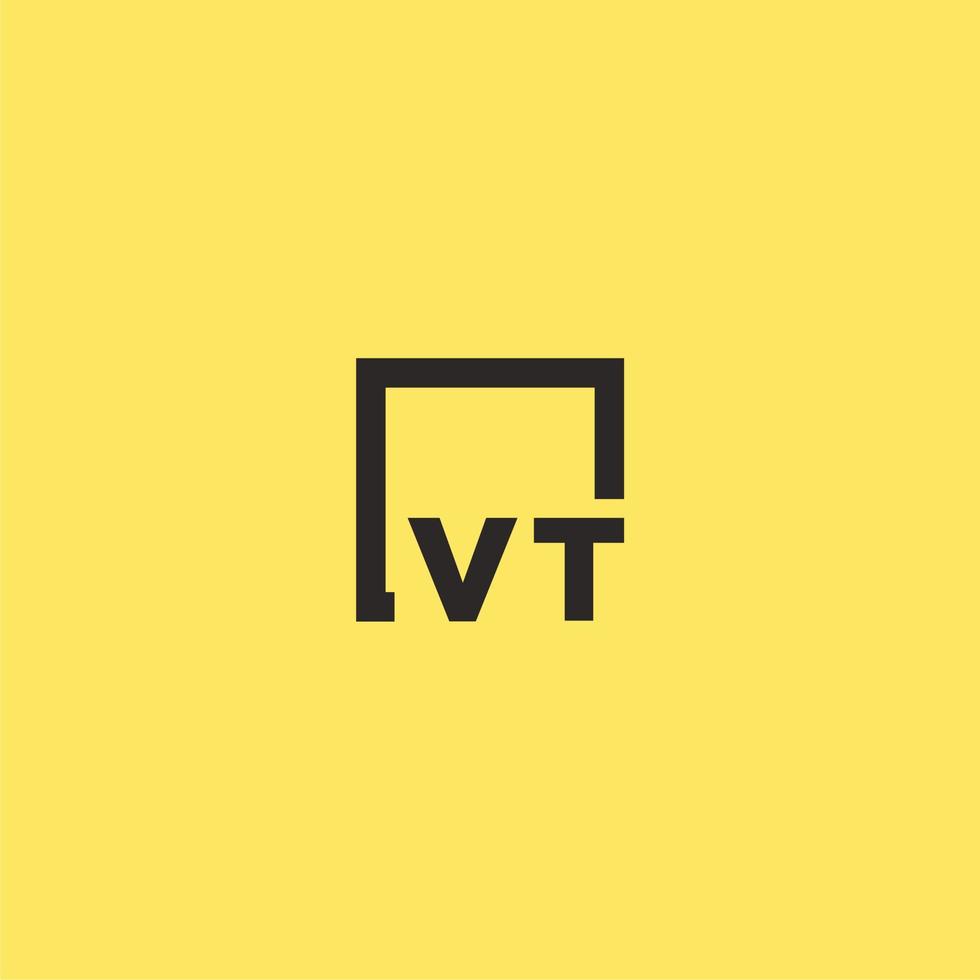 vt-anfangsmonogrammlogo mit quadratischem stildesign vektor