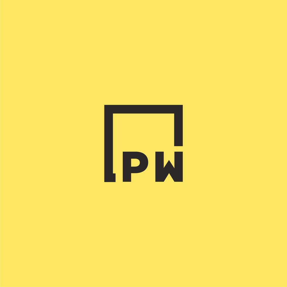 pw anfängliches Monogramm-Logo mit quadratischem Design vektor