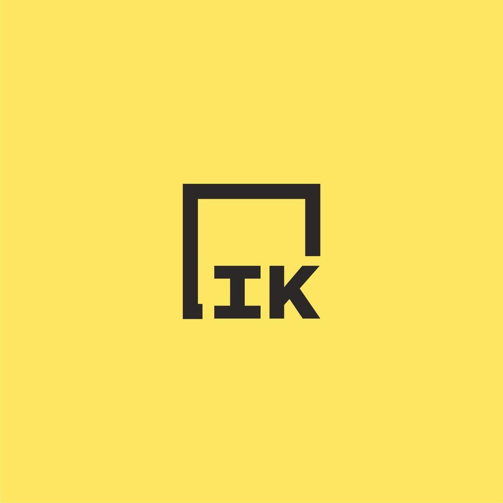 ik Anfangsmonogramm-Logo mit quadratischem Design vektor