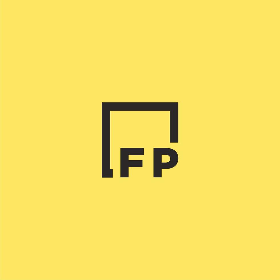 fp första monogram logotyp med fyrkant stil design vektor