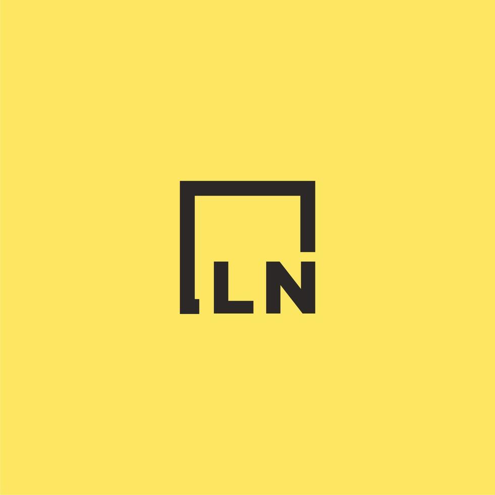 ln anfängliches Monogramm-Logo mit quadratischem Design vektor