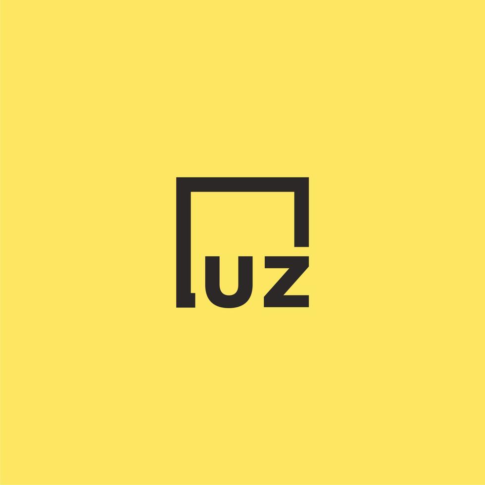 uz anfängliches Monogramm-Logo mit quadratischem Design vektor