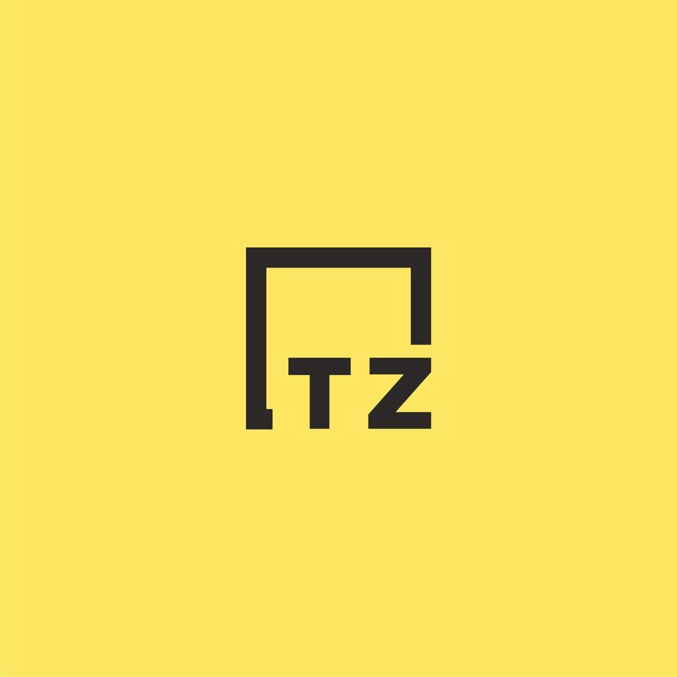tz första monogram logotyp med fyrkant stil design vektor