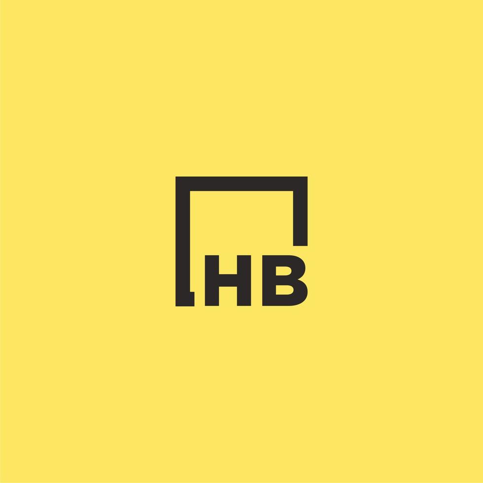 hb första monogram logotyp med fyrkant stil design vektor