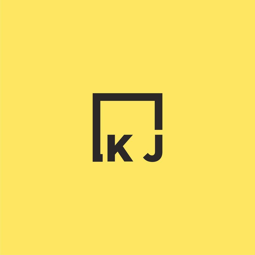 kj första monogram logotyp med fyrkant stil design vektor