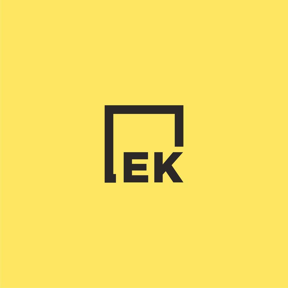 ek första monogram logotyp med fyrkant stil design vektor