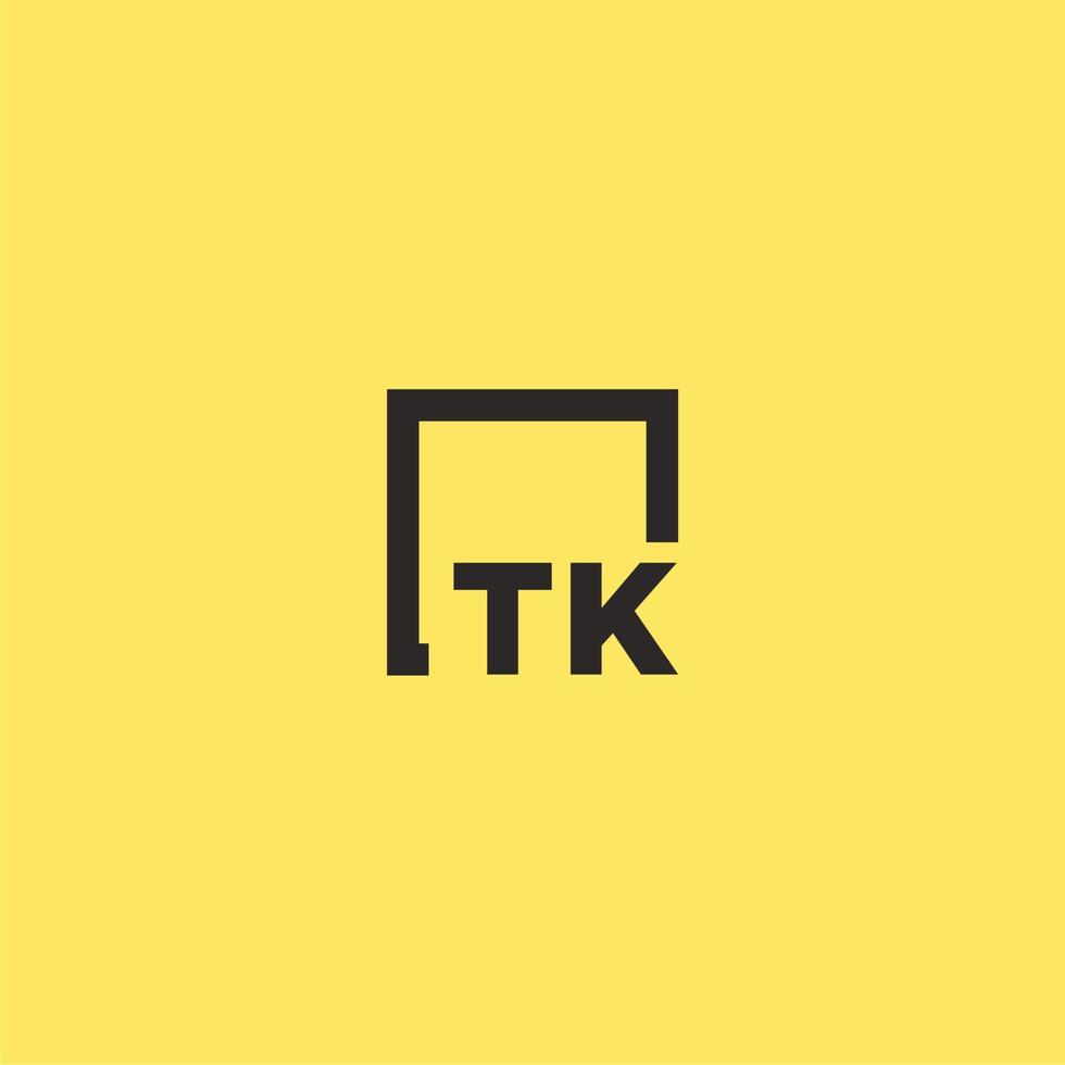 tk Anfangsmonogramm-Logo mit quadratischem Design vektor