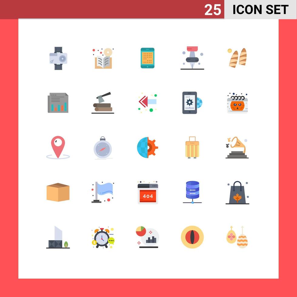 piktogram uppsättning av 25 enkel platt färger av markör mobil uppkopplad ipad enhet redigerbar vektor design element