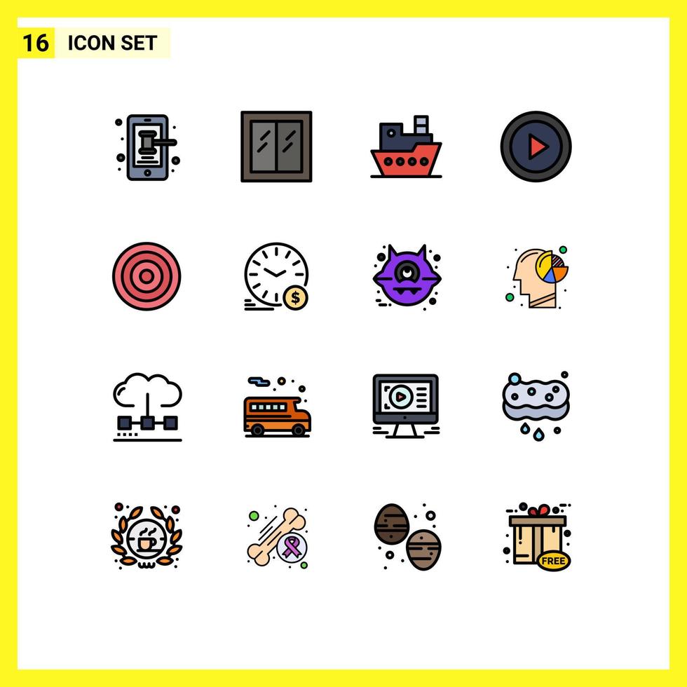 16 platt Färg fylld linje begrepp för webbplatser mobil och appar grundläggande ui fartyg layout abstrakt redigerbar kreativ vektor design element