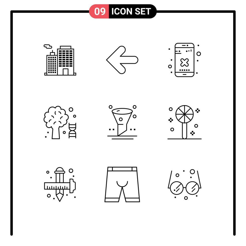 satz von 9 modernen ui-symbolen symbole zeichen für filterbaum schließen wissenschaftswissen editierbare vektordesignelemente vektor