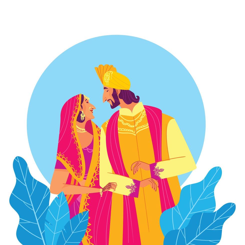traditionell Indien par i äktenskap vektor