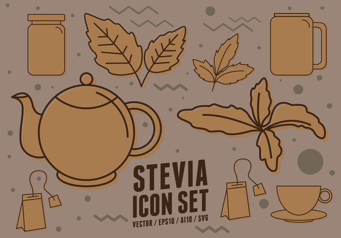 Stevia kosttillskott ikoner vektor