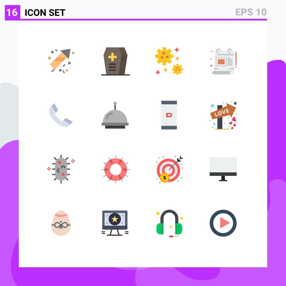 uppsättning av 16 modern ui ikoner symboler tecken för larm ringa Plats telefon skala redigerbar packa av kreativ vektor design element