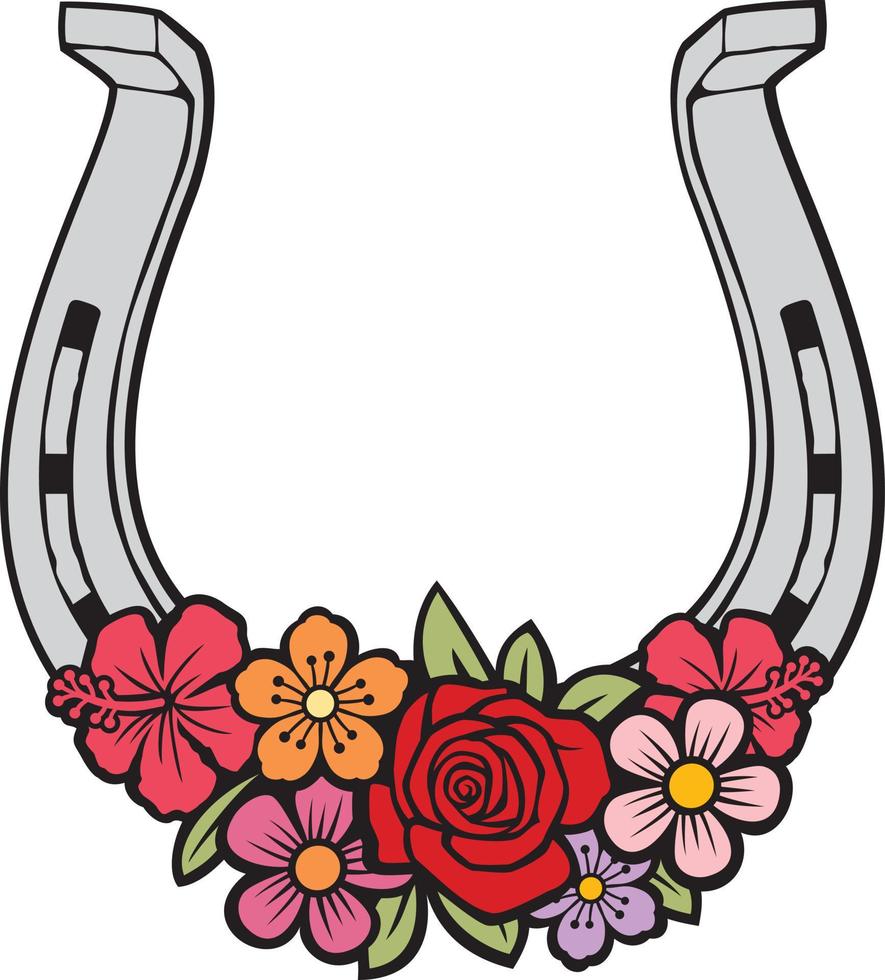 hästsko med blommor Färg - blommig design. vektor illustration.