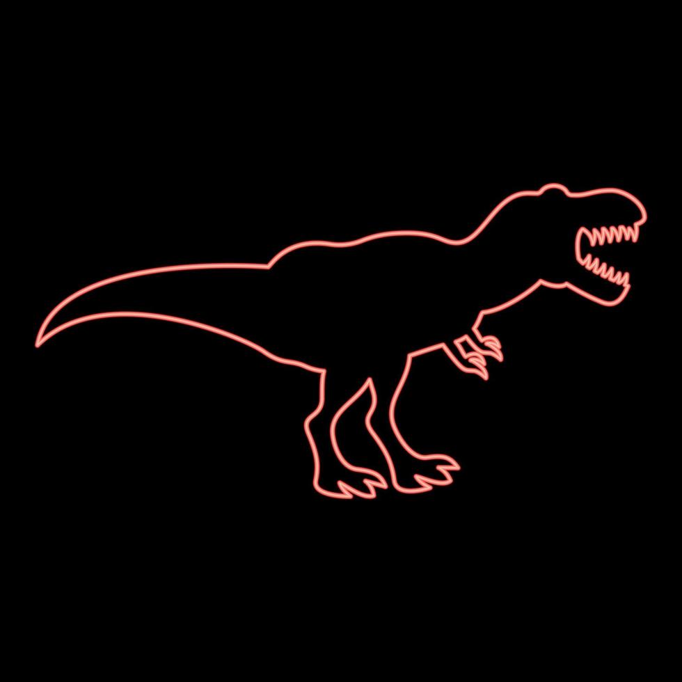 neon dinosaurie tyrannosaurus t rex röd Färg vektor illustration bild platt stil