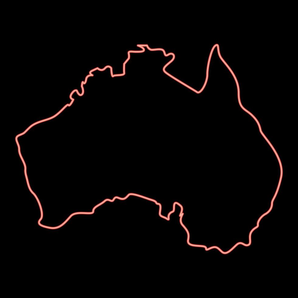 neon Karta av Australien röd Färg vektor illustration bild platt stil