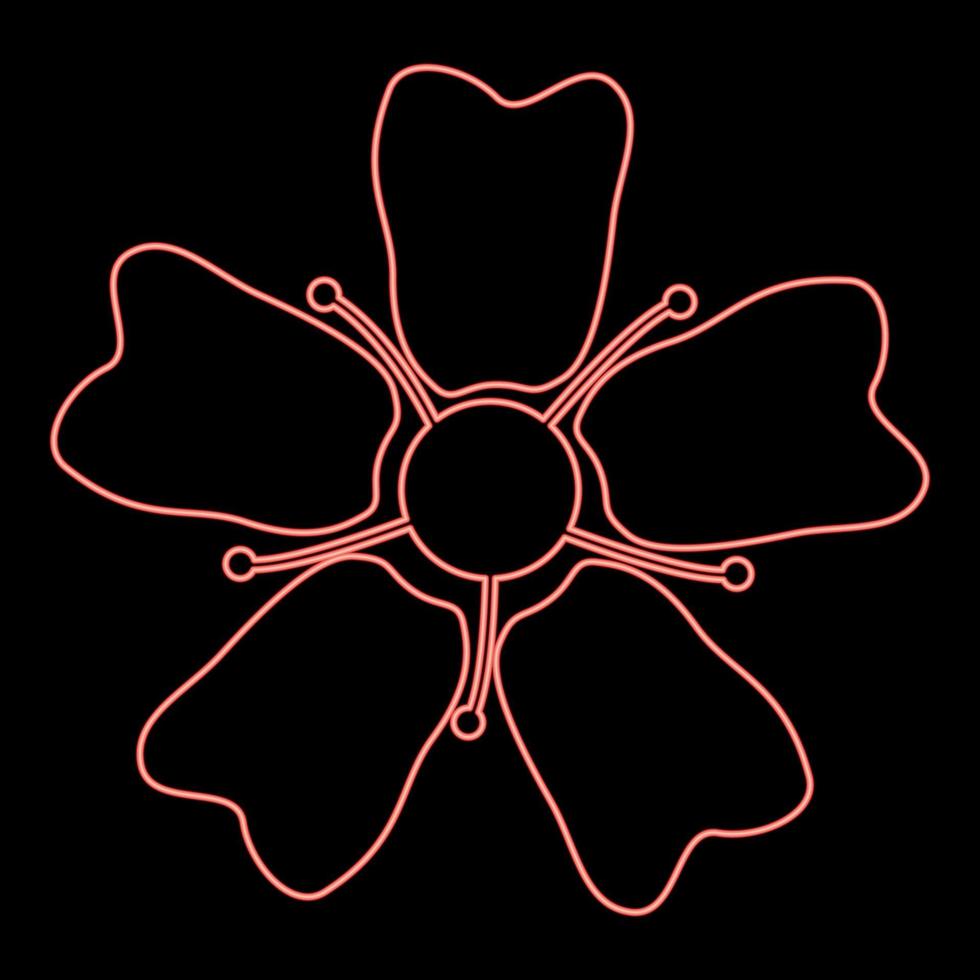 neon blomma sakura röd Färg vektor illustration bild platt stil