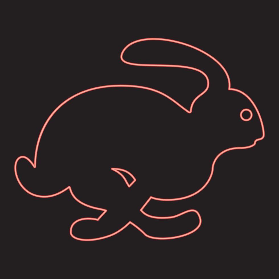 Neon-Kaninchen-Hase-Konzeptgeschwindigkeit rote Farbe Vektor-Illustrationsbild flachen Stil vektor