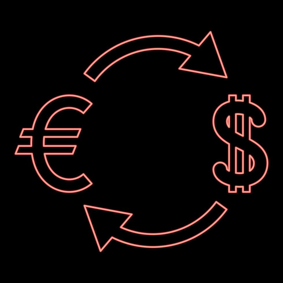 neon valuta utbyta röd Färg vektor illustration bild platt stil