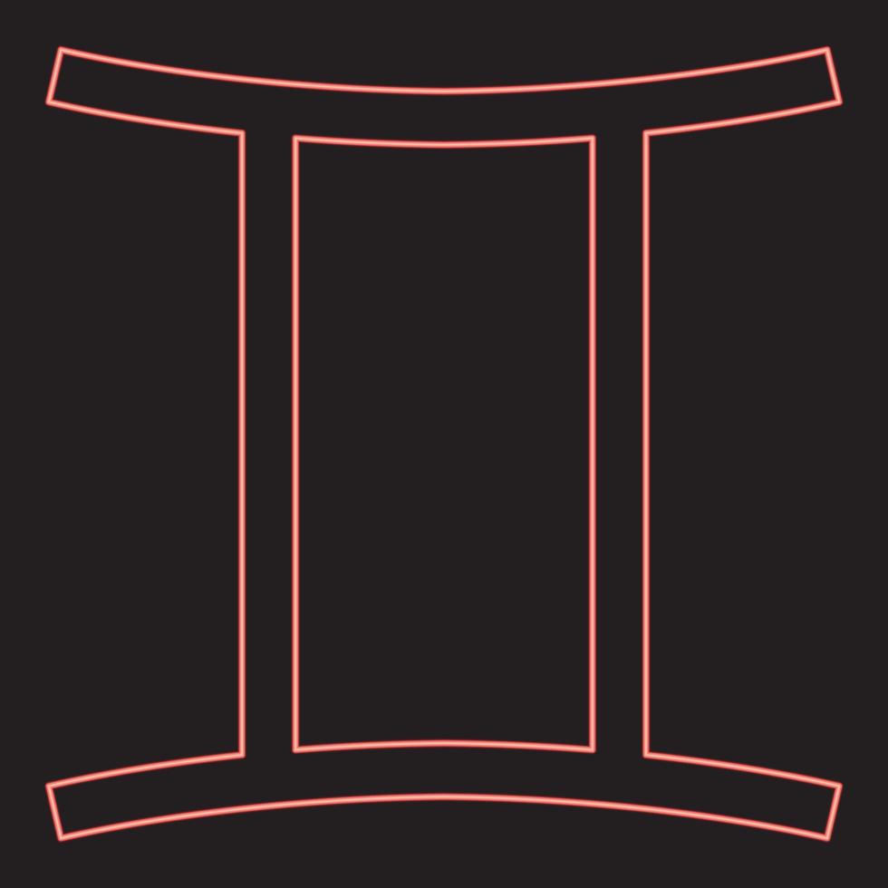 neon tvilling symbol röd Färg vektor illustration bild platt stil