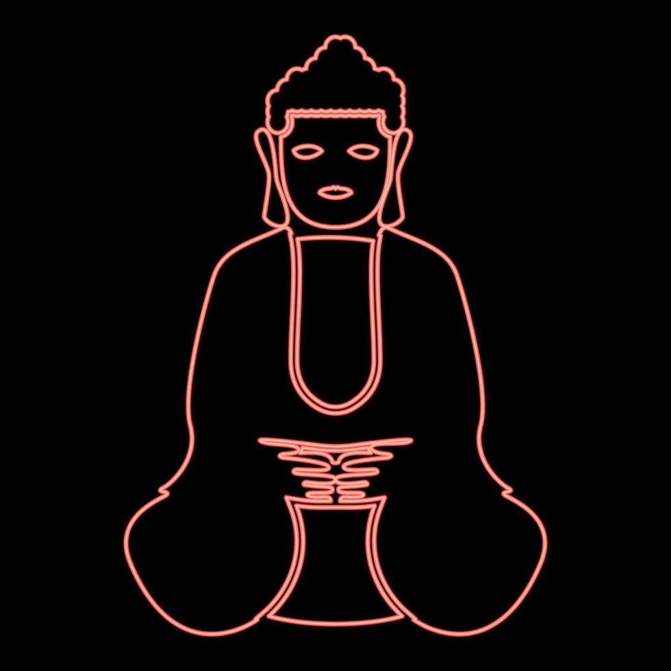 neon buddha röd Färg vektor illustration bild platt stil