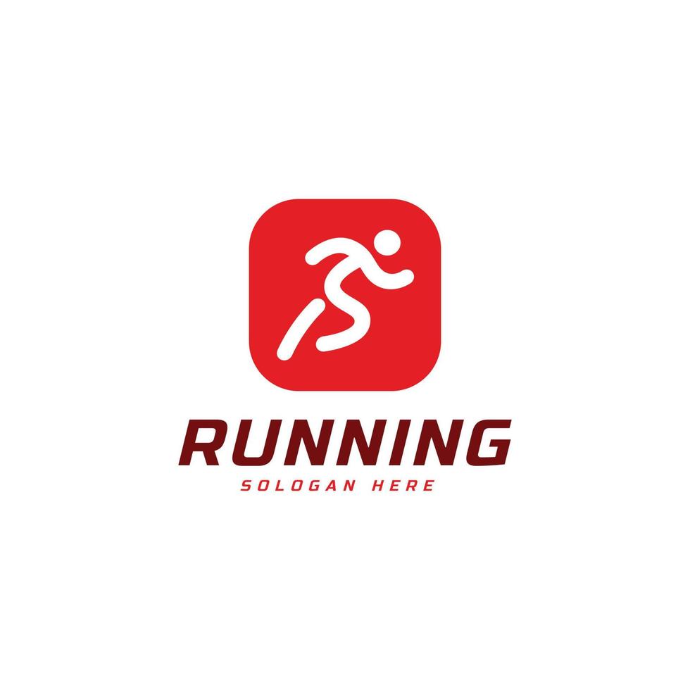 Laufclub-Logo-Vorlage, Marathon-Turnier-Logtyp, Identität des Sportteams. Fitness, Athletentraining für das Lebenssymbol, kreatives Schriftzug-Logo-Design. vektor