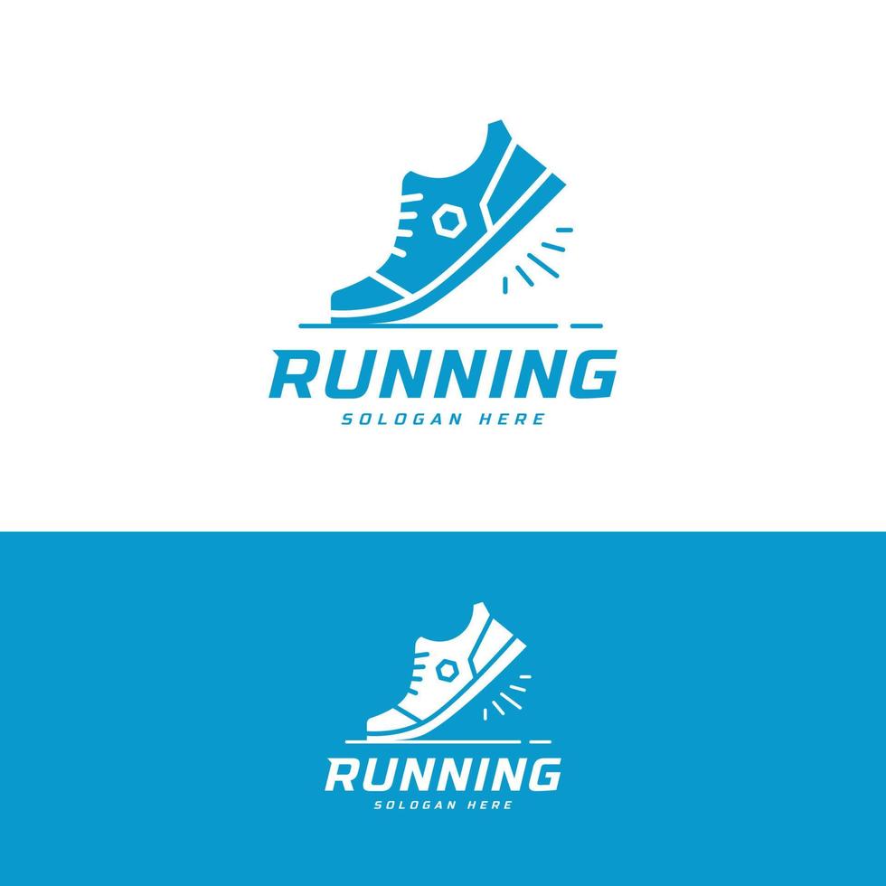 Laufschuh-Symbol-Logo, Marathon-Turnier-Logtyp-Vorlage. Fitness, Athletentraining für Lebenssymbol, Schuhsymbol vektor