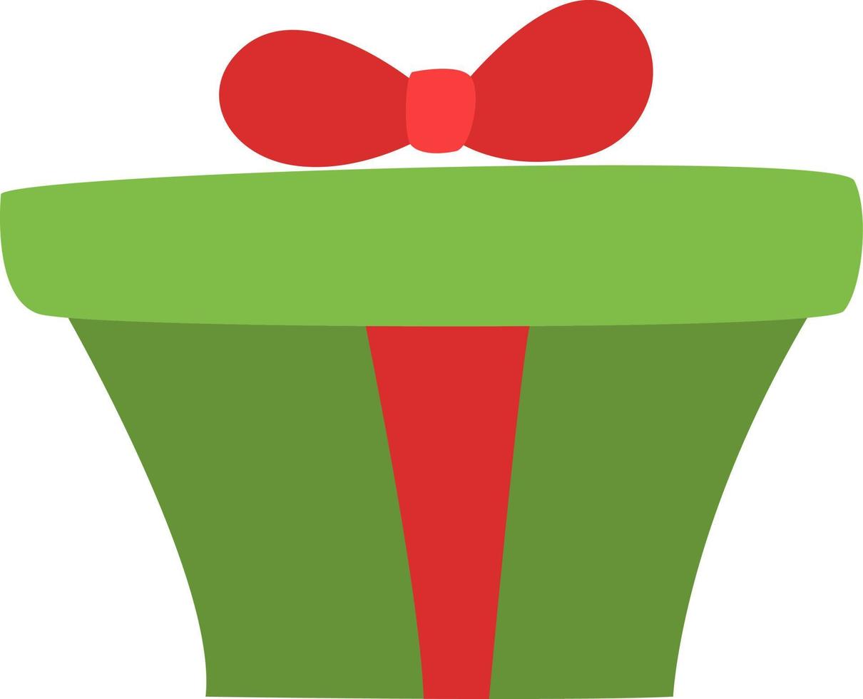 Weihnachtsgeschenk grün, Symbol, Vektor auf weißem Hintergrund.