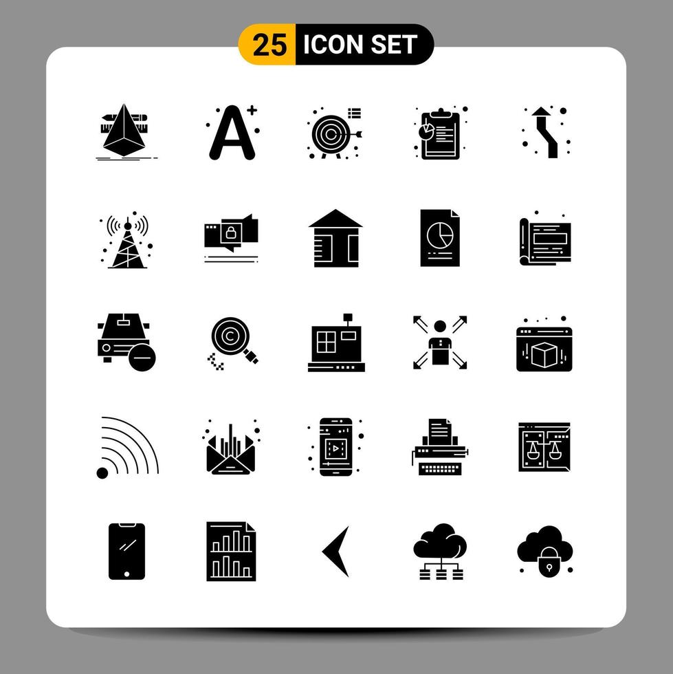 25 schwarze Icon-Pack-Glyphensymbole für ansprechende Designs auf weißem Hintergrund. 25 Symbole gesetzt. vektor