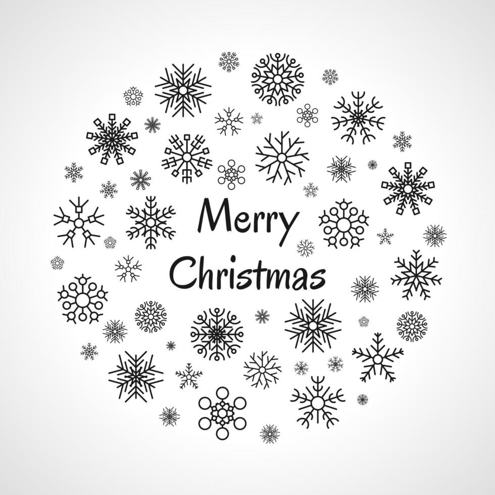 weihnachtsbanner mit dunklen schneeflocken auf weißem hintergrund und aufschrift frohe weihnachten. Vektor-Illustration vektor