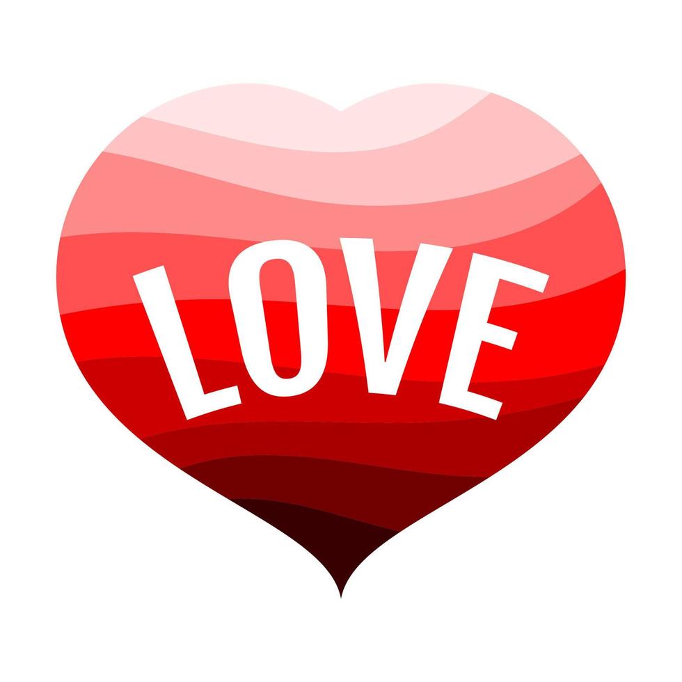 rotes Herz auf weißem Hintergrund mit einer Aufschrift Liebe. Vektor-Illustration. vektor