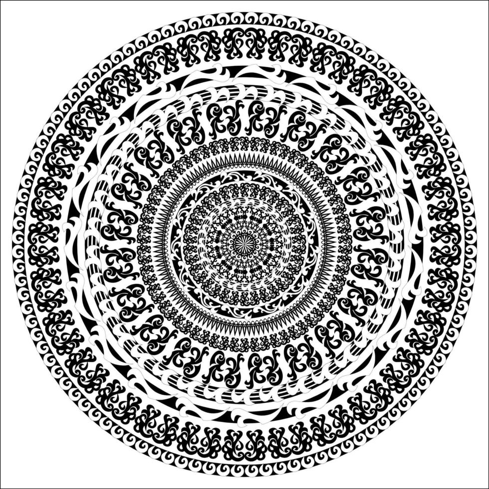 prydnad enfärgad kort med mandala. runda dekorativ vektor form isolerat på vit. vektor illustration i svart och vit färger.