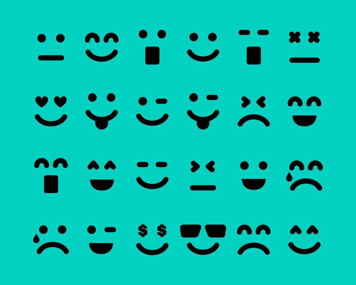 Cartoon-Gesichter mit Emotionen. Satz von vierundzwanzig verschiedenen Emoticons. Vektor-Illustration vektor