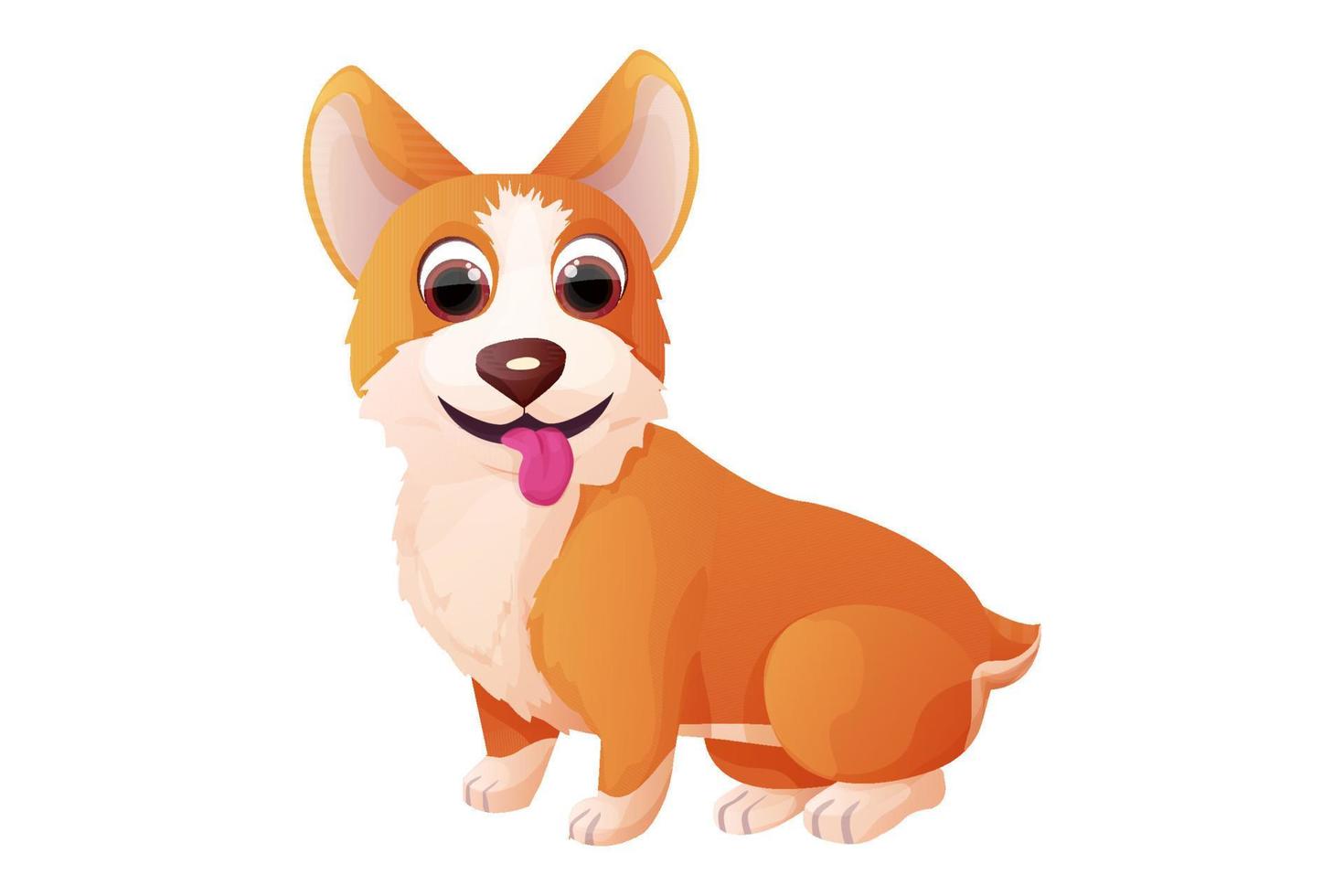 söt corgi hund Sammanträde, förtjusande sällskapsdjur i tecknad serie stil isolerat på vit bakgrund. komisk emotionell karaktär, rolig utgör. vektor illustration