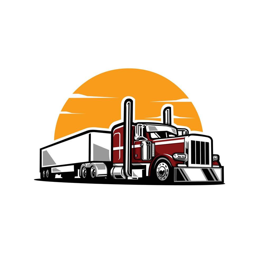 Trucking 18-Wheeler-Traktor-Vektorillustration isoliert vektor