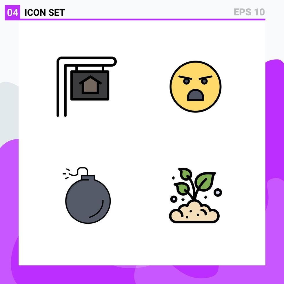 mobil gränssnitt fylld linje platt Färg uppsättning av 4 piktogram av för försäljning explosion emoji känsla jordbruk redigerbar vektor design element