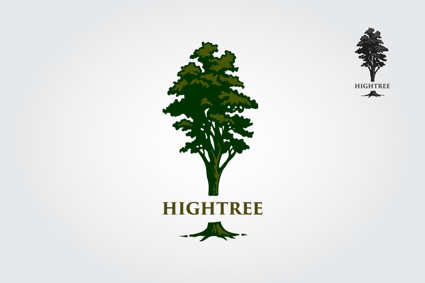 hög träd vektor logotyp illustration. träd en symbol av styrka, kraft, livslängd, frihet, fertilitet, hoppas och kontinuitet.